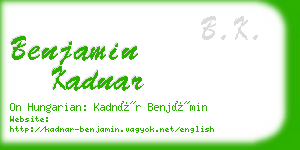 benjamin kadnar business card